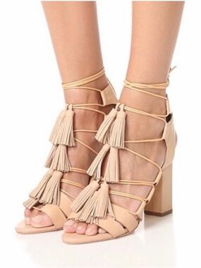 Loeffler Randall Luz Tassel Lace-Up Leather Sandals